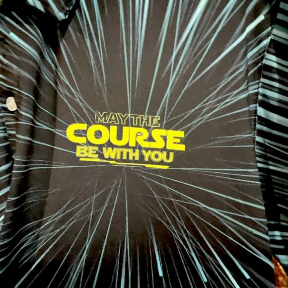 Shank It Golf Men’s Size XL May The Course Be with You Star Galaxy Blue Shirt - Picture 4 of 9